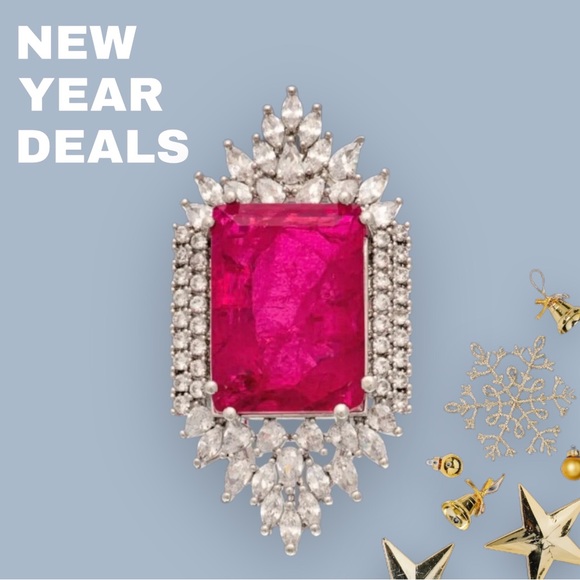 Luxury Oversized Simulated Mozambique Pink Ruby Ring Sz 7 - Picture 15 of 16